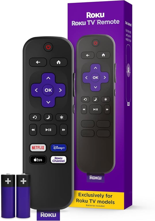 Roku TV Remote Control (Official Manufacturer Product) | Simple Setup & Pre-Set App Shortcuts - Replacement Remote Compatible with RokuTV Models ONLY (Not Roku Players)
