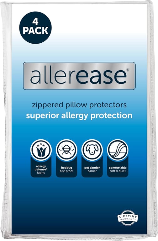 AllerEase Pillow Protector 4‑Pack (Standard/Queen)