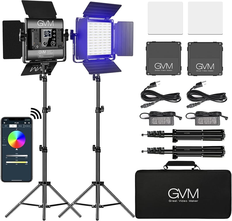 GVM RGB LED Panel Lights 2-Pack