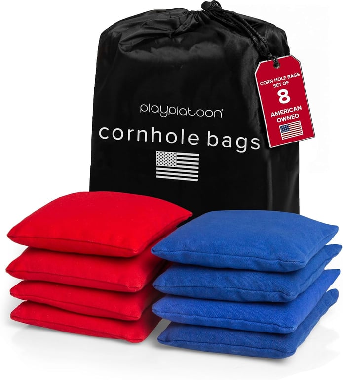 Play Platoon Cornhole Bags Set of 8 Regulation Size & Weight Duck Cloth