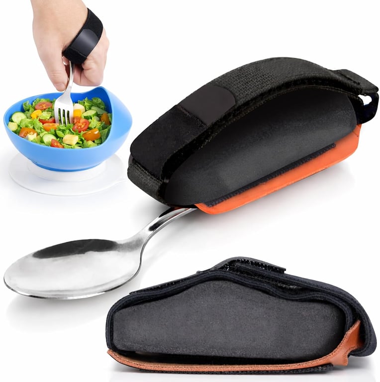 Vive 2 Pack Adaptive Utensil Strap Holder - Adjustable Hand Cuff | Holding Utensils - Parkinsons Aids for Living - Adaptive Equipment for Disabled Adults - Assistive Eating Device for Tremors