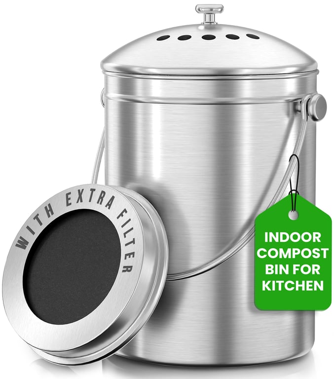 Utopia Kitchen Stainless Steel Compost Bin