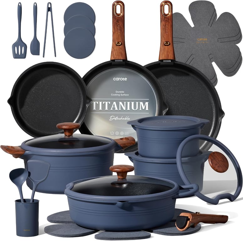 CAROTE 30pc Titanium Cookware Set