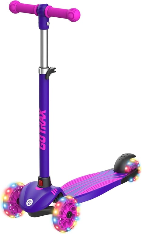 Gotrax KS1 Kids Kick Scooter, 3 Wheels for Boys & Girls 2-8, Gifts | LED Light-Up Wheels, 3 Adjustable Handlebar, Easy Assembly, Lightweight, Wide Anti-Slip Deck, Lean to Steer, Max Load 110 lbs