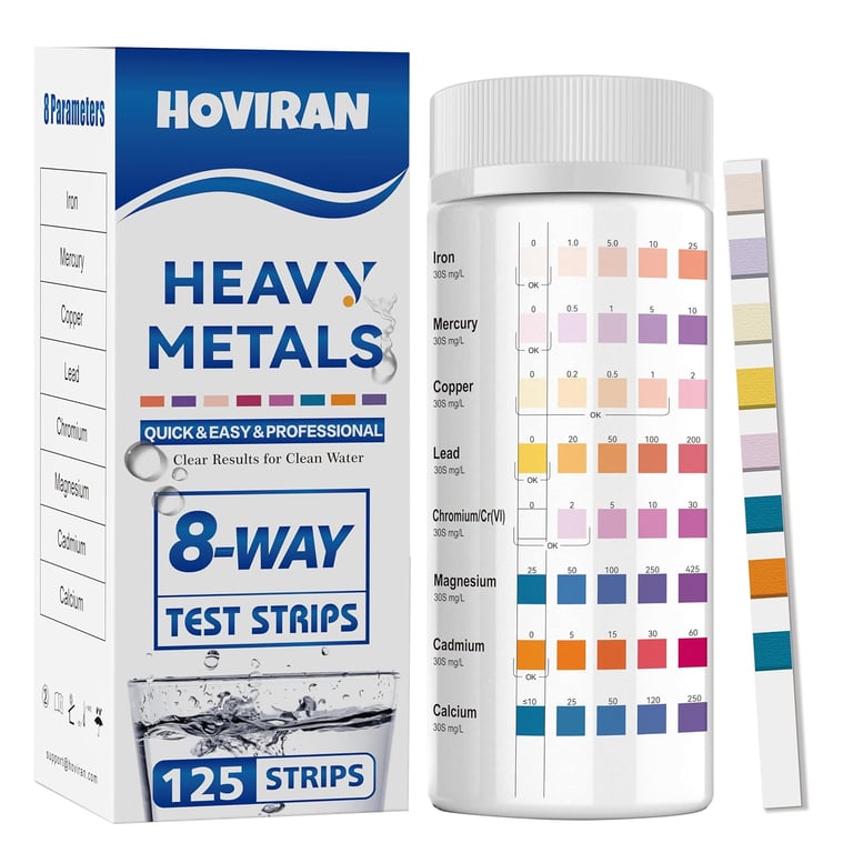 Heavy Metals Water Test Strips (125 Strips), 8 in 1 Home Water Test