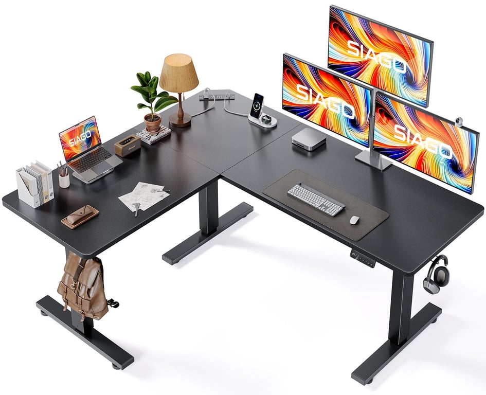 SIAGO Adjustable L-Shaped Standing Desk