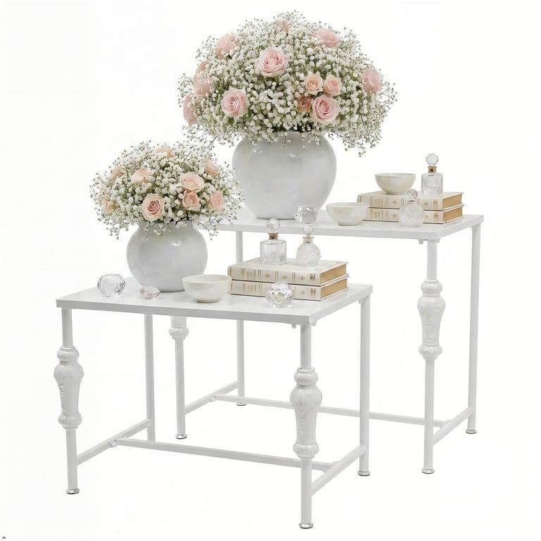 JAYEUW White Nesting Display Tables Set