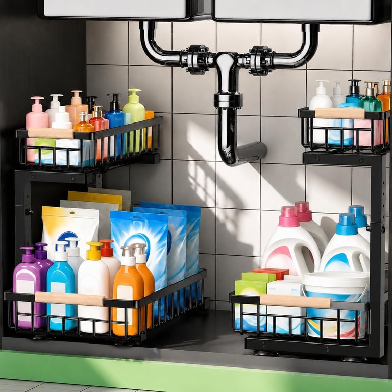 GeeBom Double Slide‑Out Sink Organizer