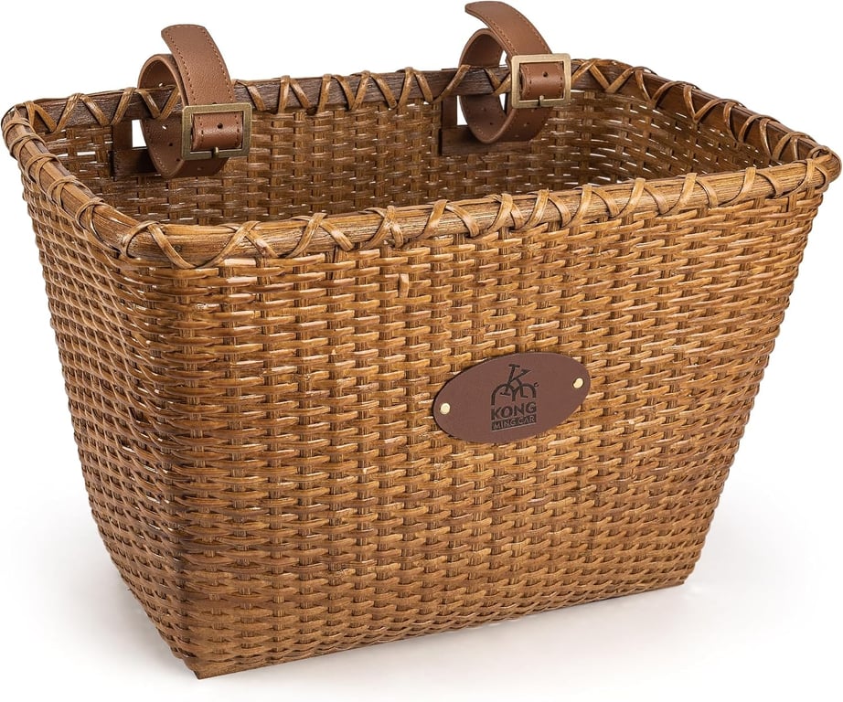 Bike Basket, Handmade Rattan Bicycle Baskets, Front Bike Baskets for Women’, Retro Style Bike Baskets for Adult Bikes