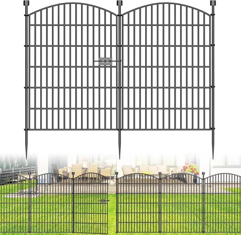 10 Panel No Dig Decorative Garden Fence with Gate 40"H x 23.6'L Dog Barrier