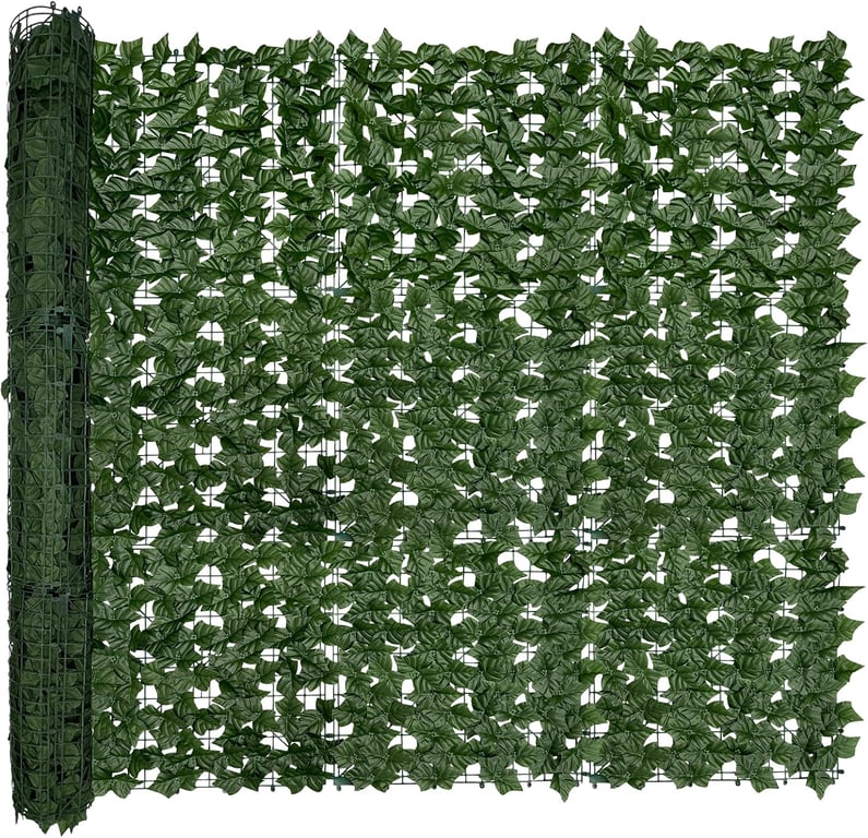 60"x128" (53.5 Sqft), Artificial Ivy Vine Privacy Fence Screen Roll | UV Resistant Green Leaves Faux, Garden Indoor Outdoor Home Decor, Artificial Hedge Vine Backdrop Fence Covering Privacy