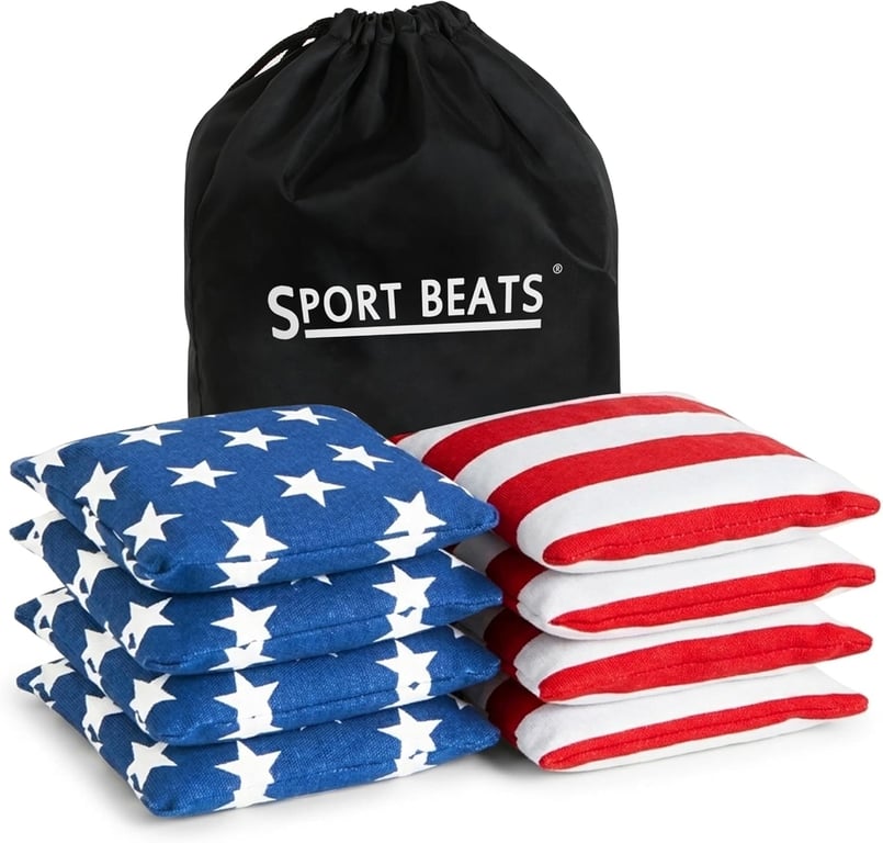 SPORT BEATS Cornhole Bags Set of 8 - Regulation 6"x6" 14-16 oz