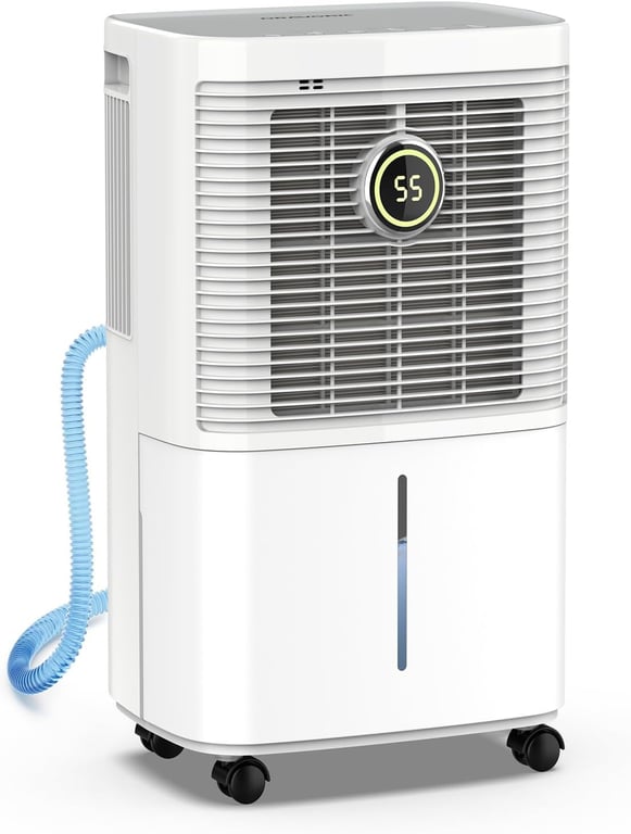 34 Pints Dehumidifier for Basement up to 2500 Sq.Ft, Quiet | Humidity ring light, smart auto control, 3 modes, dual drainage, washable filter, child lock, great for RV & bedrooms