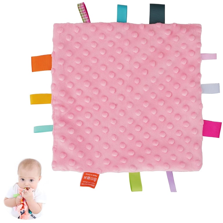 HECCEI Pink Sensory Tag Blanket
