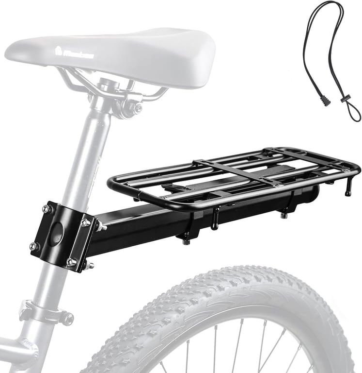 Adjustable Universal Rear Bike Rack, Fits 20" 24" 26" 27.5" 29" Inch Bicycles, MTB, 15kg/33 lbs Load Capacity Steel Bicycle Carge Rack, Easy Installation on Bicycle Seat Post