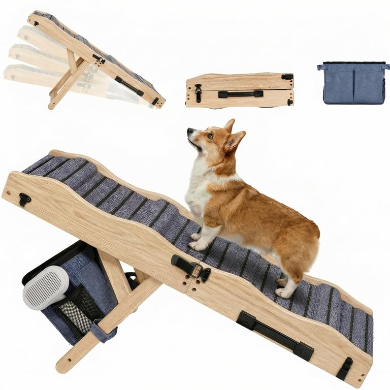 FurnPulse Folding Wood Dog Ramp