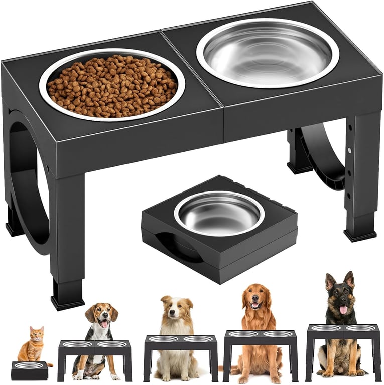 XIAZ Adjustable Elevated Dog Bowls