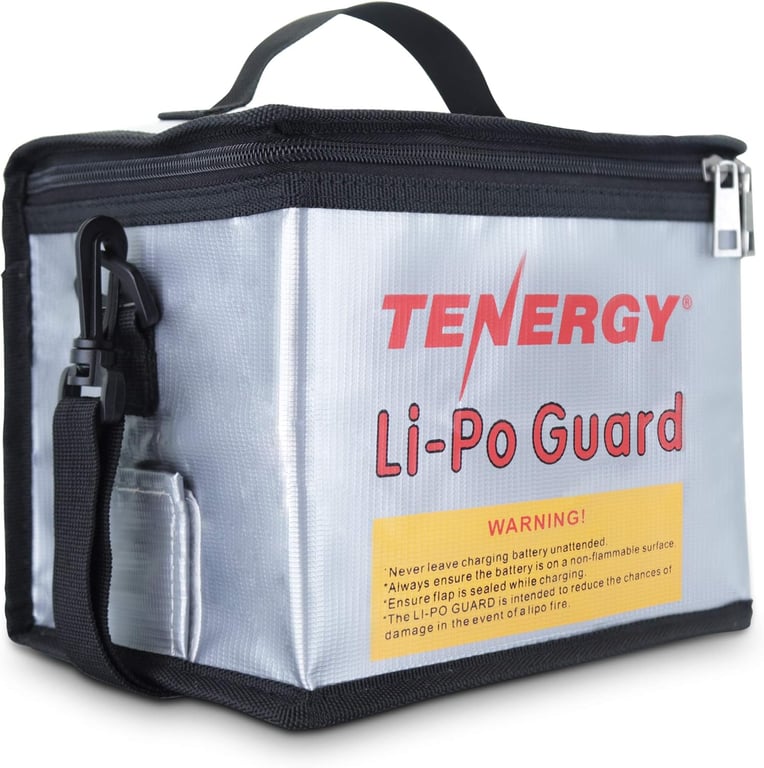 Tenergy Fire Retardant Lipo Zipper Bag for Charging and Storing Lipo Battery Packs, 8.5 x 6.5 x 5.7inch