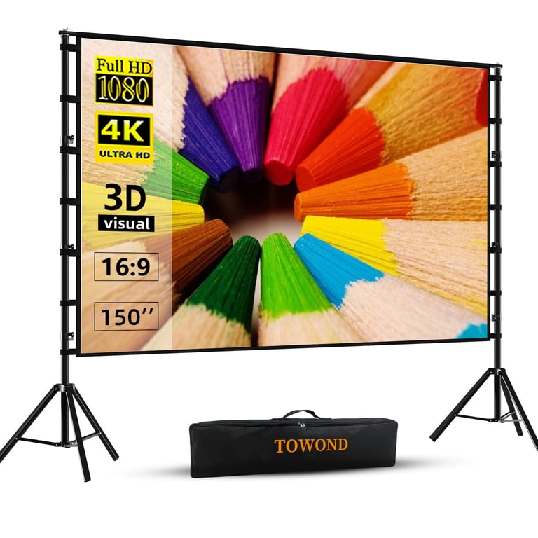 TOWOND 150 inch Projector Screen with Stand