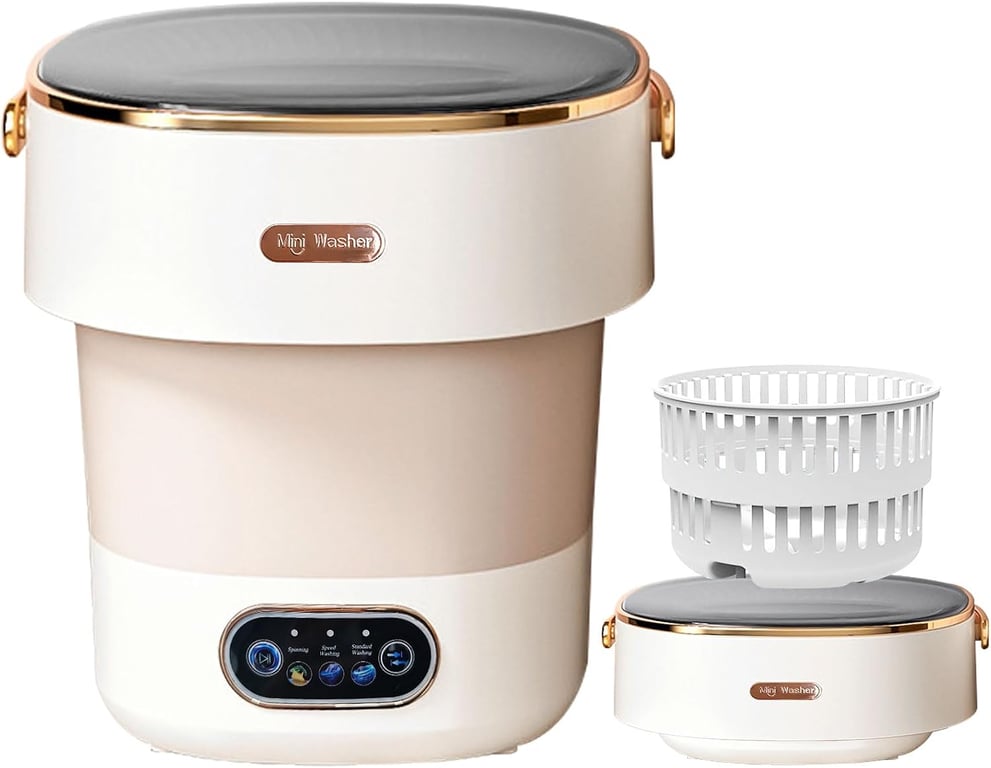 Portable Washing Machine,Mini Washer -20L Upgraded With Spin Basket,Small Clothes Folding Washing Machine Of Underwear, Baby And Small Clothes,Suitable For Home Apartments Dormitories, Hotels Beige