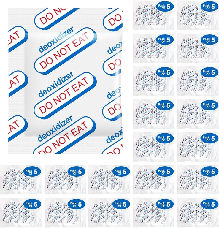 400cc Oxygen Absorbers for Food Storage - 100 Count (20x Packs of 5) - for Long Term Food Storage & Survival, Mylar Bags, Canning, Harvest Right Freeze Dryer, Dehydrated, and Preserved Foods
