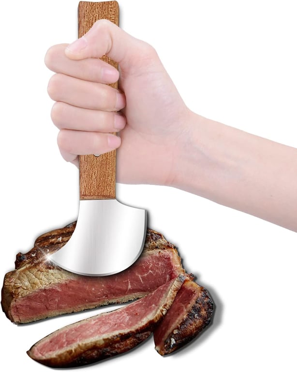Rocker Knife, One Handed Adaptive Equipment, Ulu Knife, Curved for Cutting Food in Can & Bowl, Ideal for One-handed Use by Hand Tremors, Arthritis, Elderly, Pet Owner