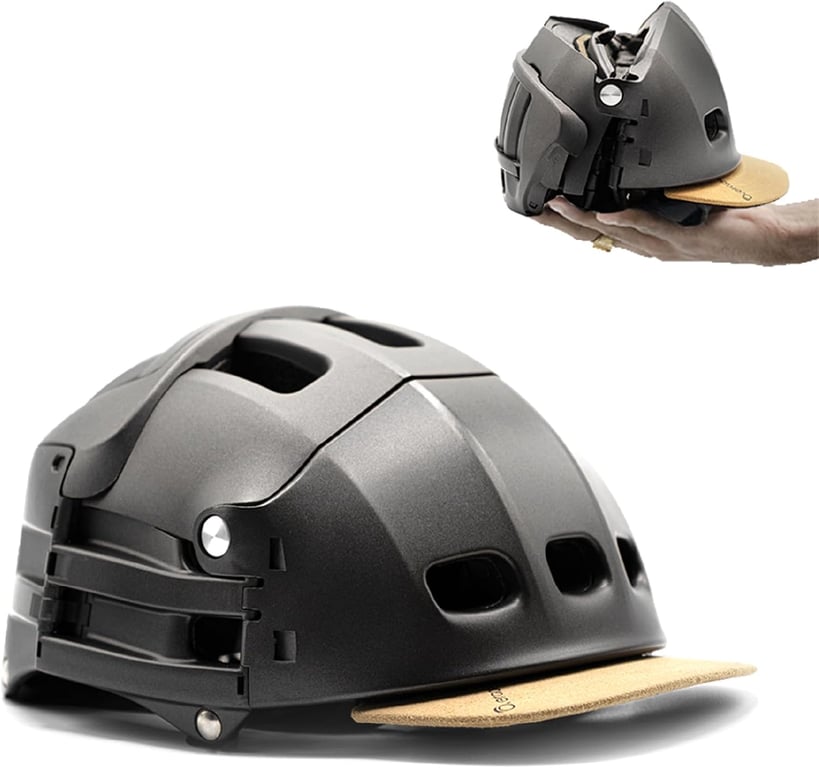 Overade Plixi Foldable Helmet - for Bike, Kick Scooter, e-Bike - Volume Divided by 3 when Folded- Same Protection as Classic Helmet