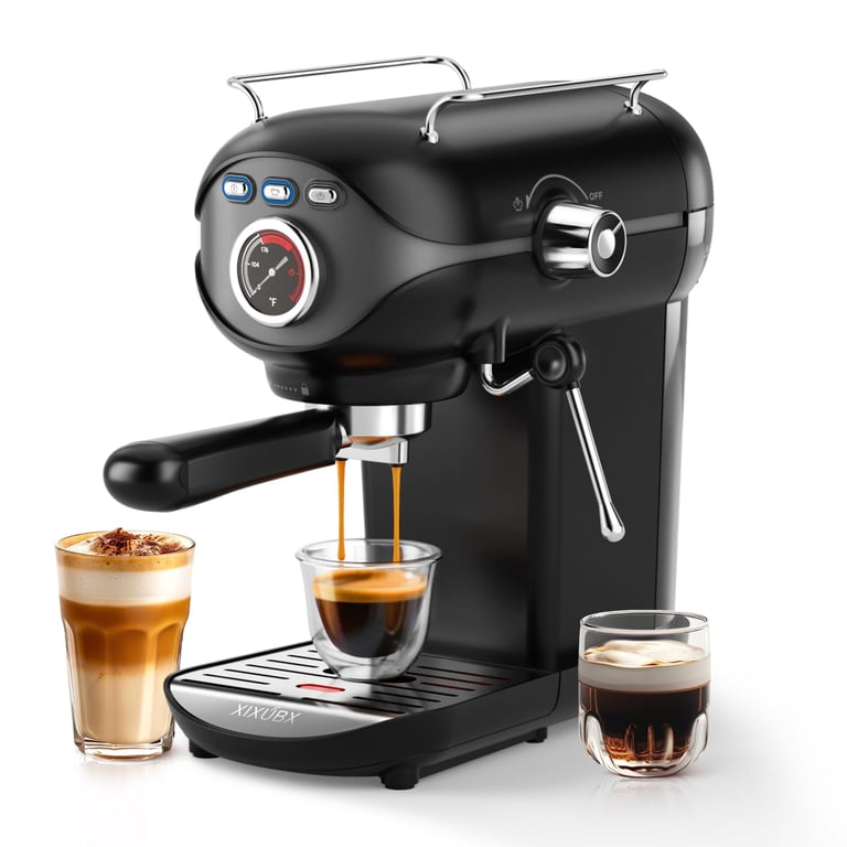 XIXUBX Espresso Machine, 20 Bar Pump Temperature Control, Compact Espresso Maker with Steam Milk Frother, Professional Coffee Makers for Home, Cappuccino Latte Machine, Gifts for Coffee Lover