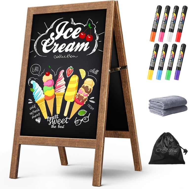 Chezerra A Frame Chalkboard Sign, 40"x20", Brown