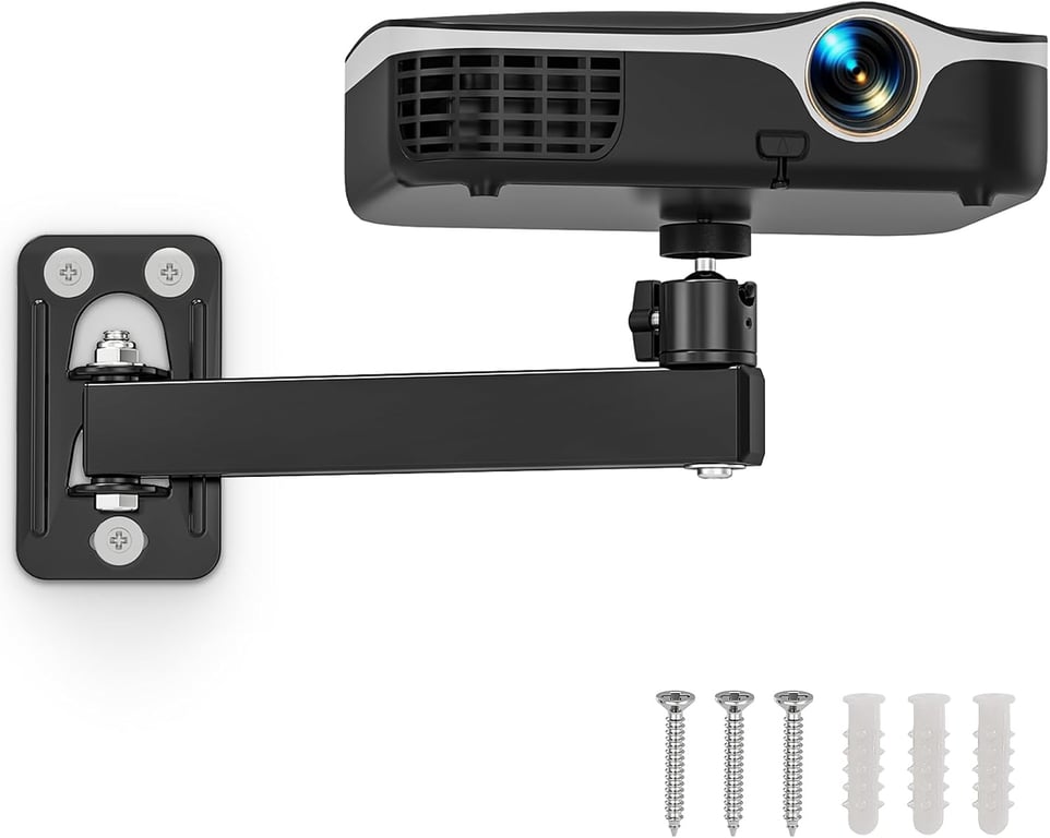 Projector Stand, Wall and Mini Ceiling Mount with 1/4-Inch Thread, 360-degree Rotation, Adjustable Tilt & Swivel, Foldable, Easy Setup Compatible with Most Projectors for Office, Home
