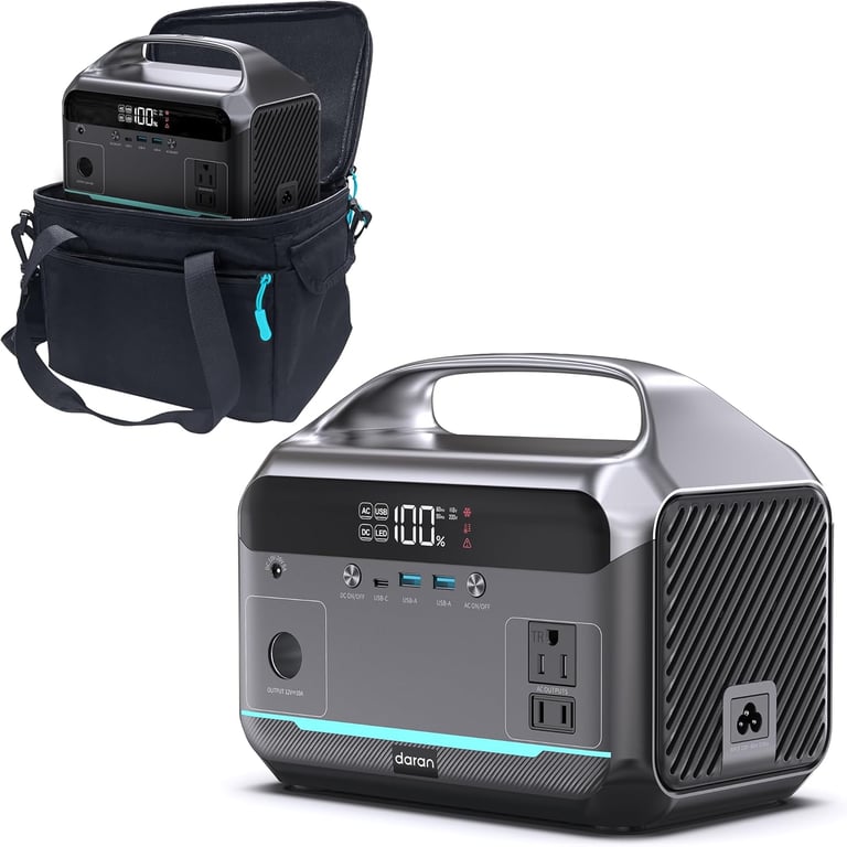 DARAN Portable Power Station, 288Wh LiFePO4 Battery, 350W (600W Peak) Power Bank with AC Outlet, Mini Solar Generator 7-Port Design, 2.1Hrs Fast Charing for Emergency, Hurricane (Solar Optional)