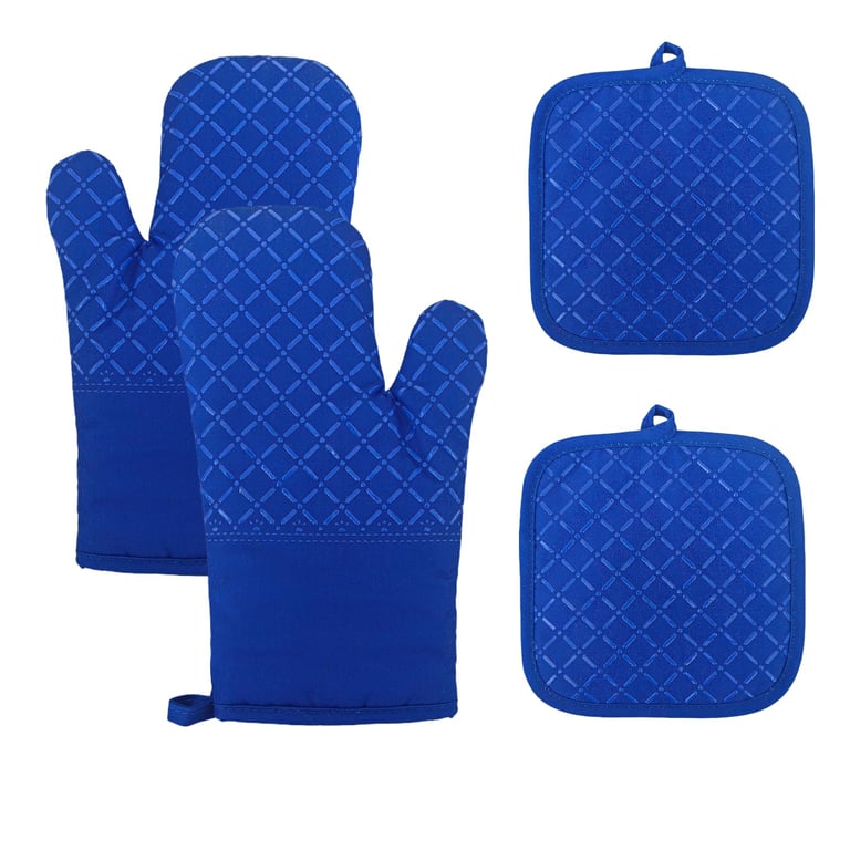 XUKOKELY Blue Oven Mitts & Pan Racks Set