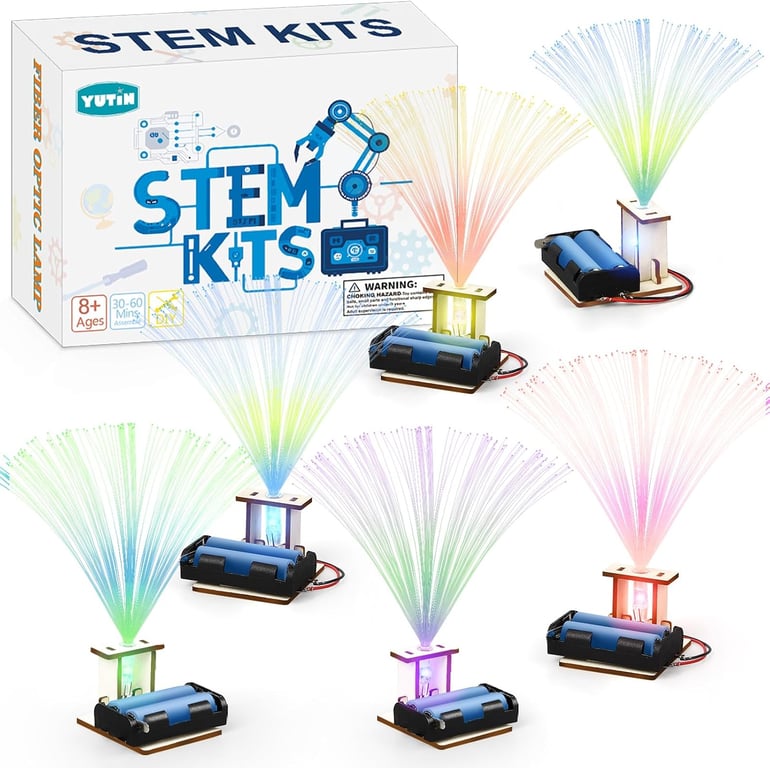 6 Set STEM Science Kits for Kids Age 6-8 8-12, Fiber Optic Light Craft Kits | Science Experiments for Classroom Activities, STEM Toys for Boys Girls 8-13 Year Old Gift, Building Electric Circuit Project