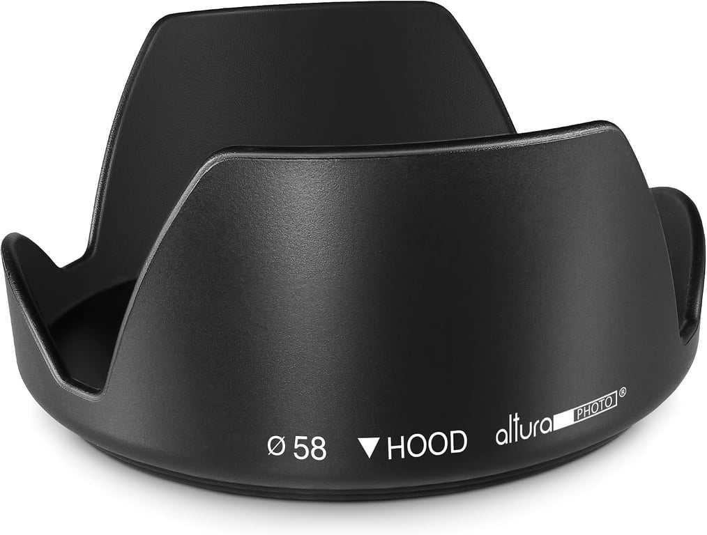 Altura Photo 58mm Camera Lens Hood for Canon Rebel T7, T6, EOS Accessories | Blocks Glare & Protects Your Lens from Bumps, Easy Snap-On Fit