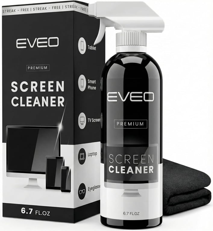 EVEO Screen Cleaner Spray - Large Screen Cleaner Bottle - TV Screen Cleaner, Computer Screen Cleaner, for Laptop, Phone, Ipad - Computer Cleaning kit Electronic Cleaner (1 Pack)