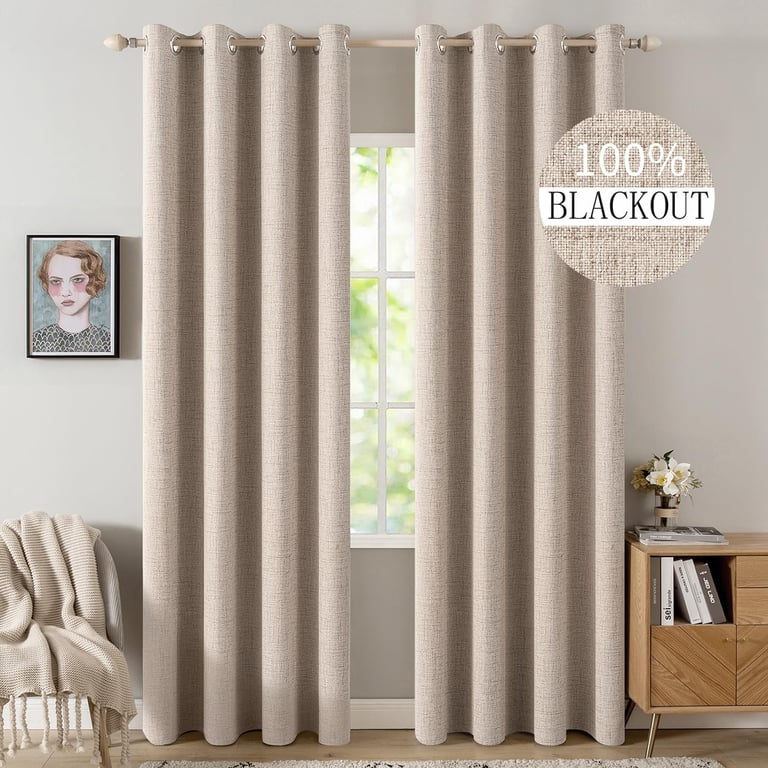 MIULEE Linen Blackout Curtains