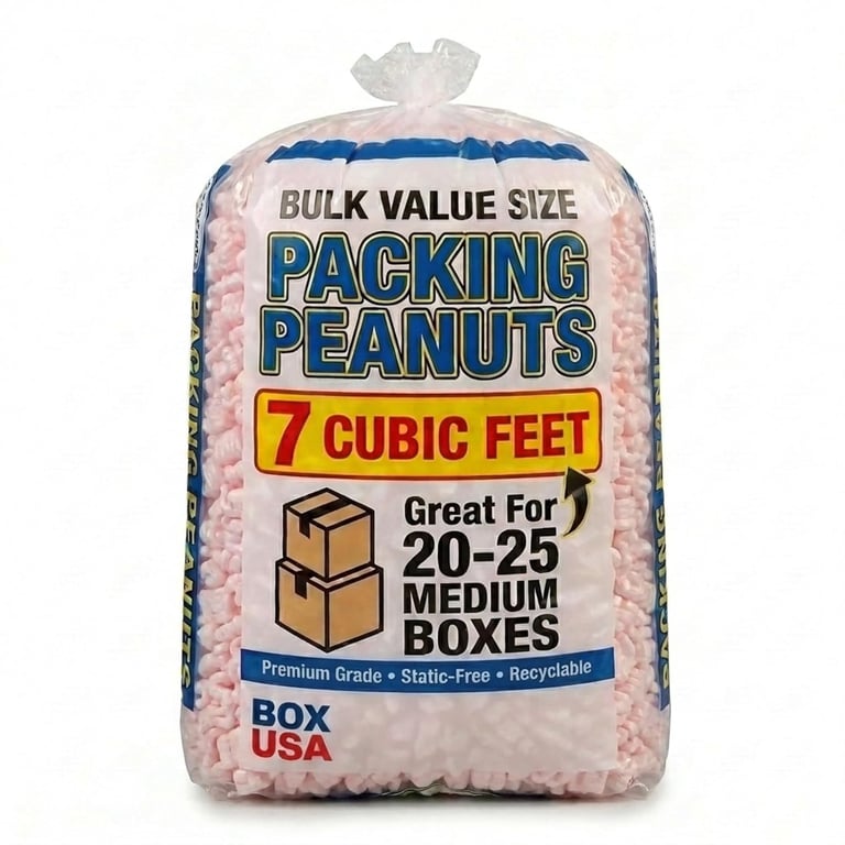 BOX USA Pink Packing Peanuts