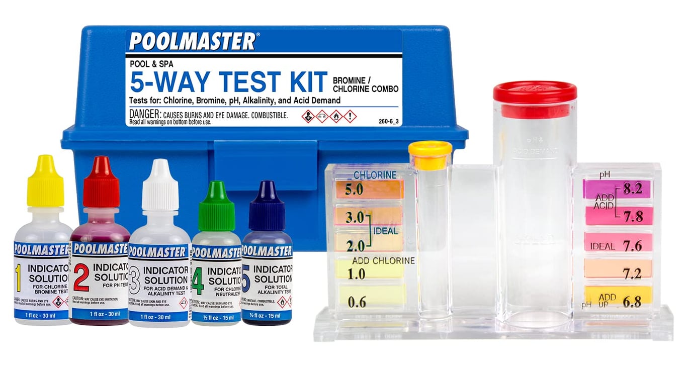 Poolmaster 5-Way Pool & Spa Water Test Kit with Liquid Reagents