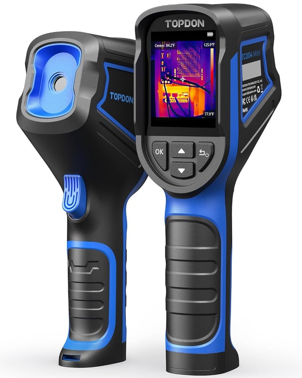 TOPDON TC004 Mini Thermal Imaging Camera, 240 x 240 TISR Resolution | 15H Battery Life, 25Hz Handheld Infrared Camera with High/Low Temp Alerts, Auto Shutdown, 128 x 128 IR Resolution, Blue