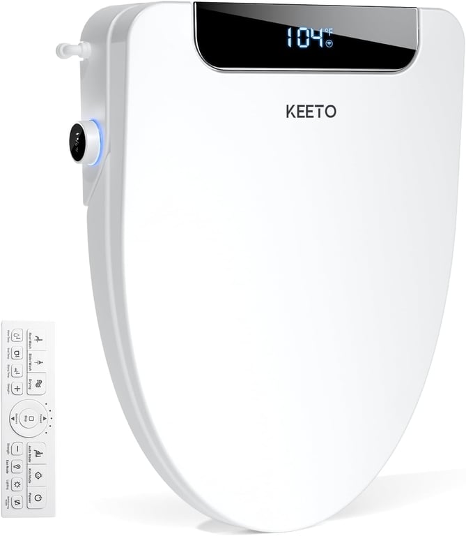 Smart Bidet Toilet Seat Elongated, KEETO Electric Bidet, B01V