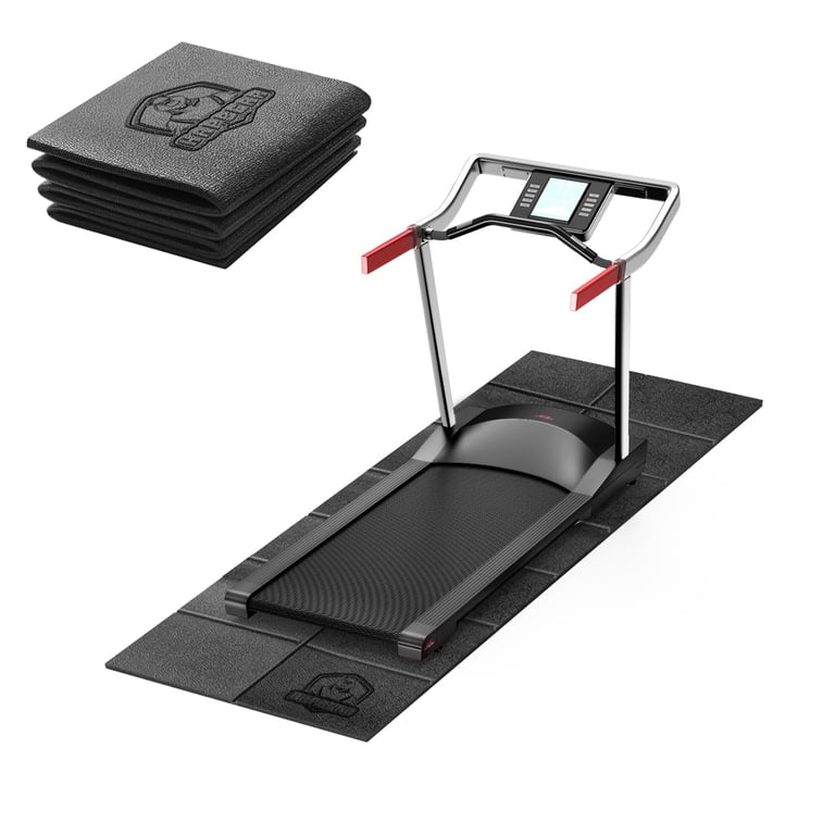 HAPBEAR Treadmill Mat – 68"x24"x1/5" Thick Non-Slip Foldable Exercise Equipment Mat for Walking Pad, Weight Bench & Treadmill – Shock Absorbing Floor Protector for Home Gym, Carpet & Hardwood Floors