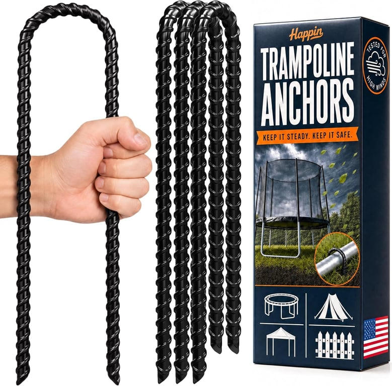 Happin® 12 Inch Trampoline Anchors, Ground Stakes, Trampoline Accessories