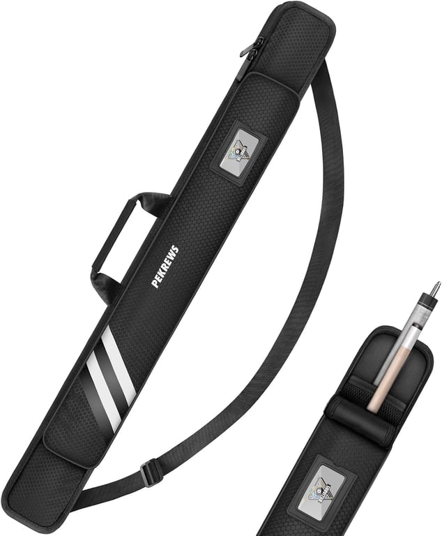 PEKREWS Pool Cue Case, 1x1 Soft Pool Stick Bag with Accessory Pocket