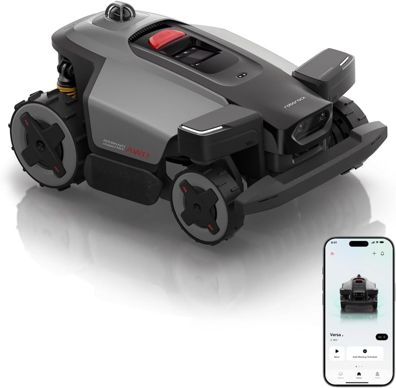 roborock RockMow X120H LiDAR AWD Robot Lawn Mower for up to 0.49 Acre, Wire-Free RTK Free with Dual- LiDAR AI Auto Mapping, Robotic Mower with 4G, AI Obstacle Avoidance, 80% Slope, Smart App Control