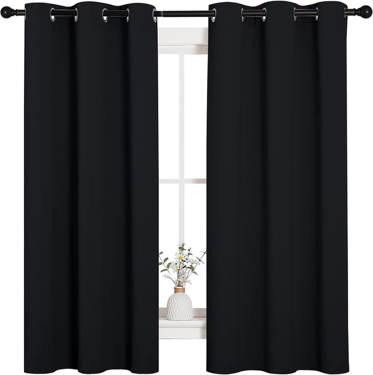 NICETOWN Black Blackout Curtains for Bedroom 42" Wide x 63" Long 2 Panels