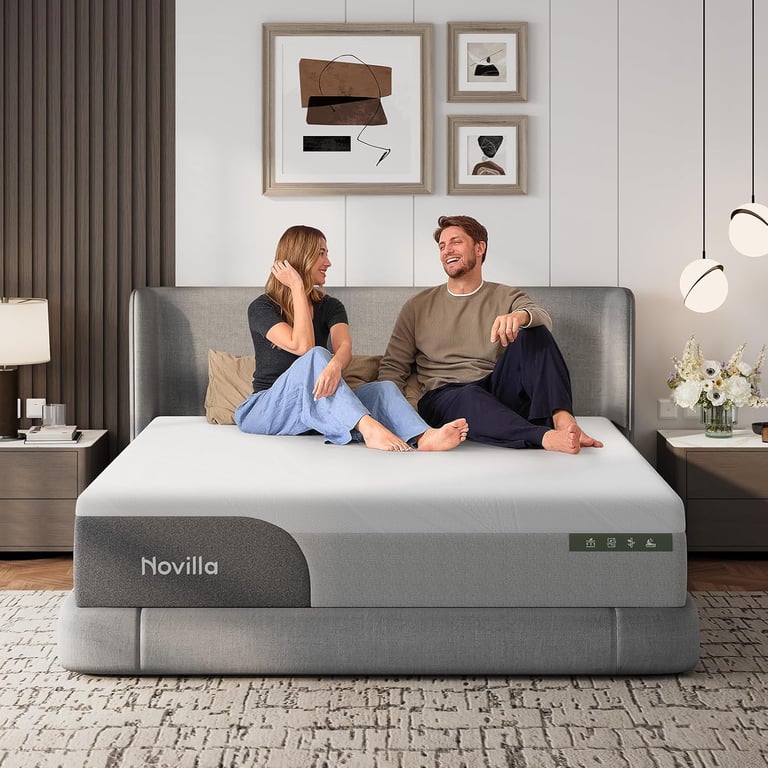 Novilla Bliss Cooling Queen Mattress, 14 Inch Gel Queen Memory Foam | Mattress in a Box with Cool-Touch Nylon Cover, Pain Relief & Spinal Support with CertiPUR-US Certified Foam
