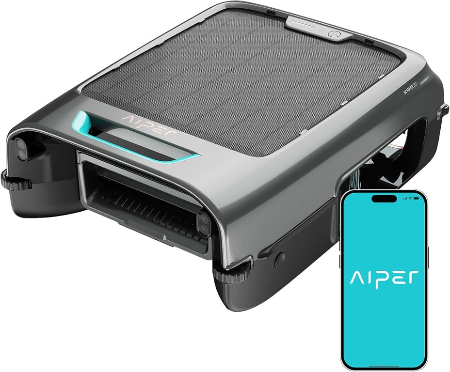 AIPER EcoSurfer S2 Solar Pool Skimmer Robot 24/7 Continuous Cleaning, Gray