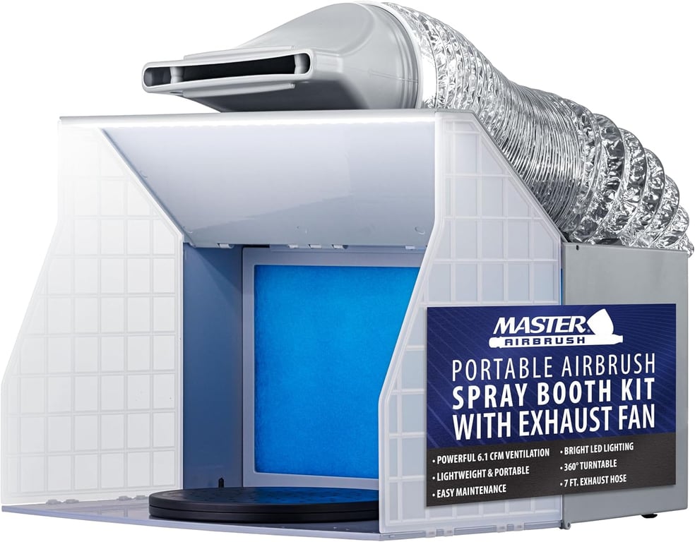 Master Airbrush Portable Airbrush Spray Booth with Exhaust Fan, LED Light