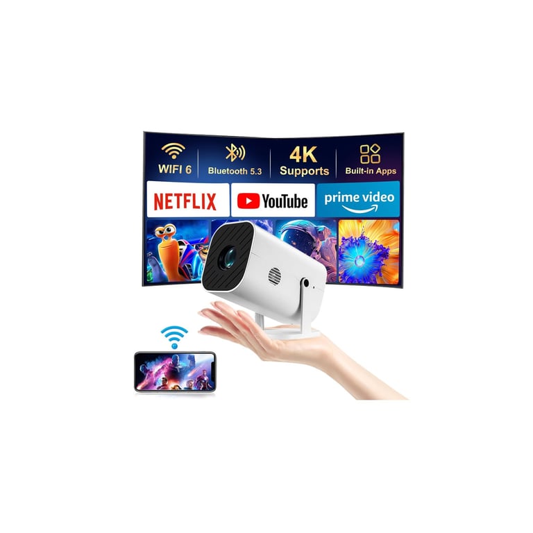 YGSKK Mini 1080P WiFi Bluetooth Projector