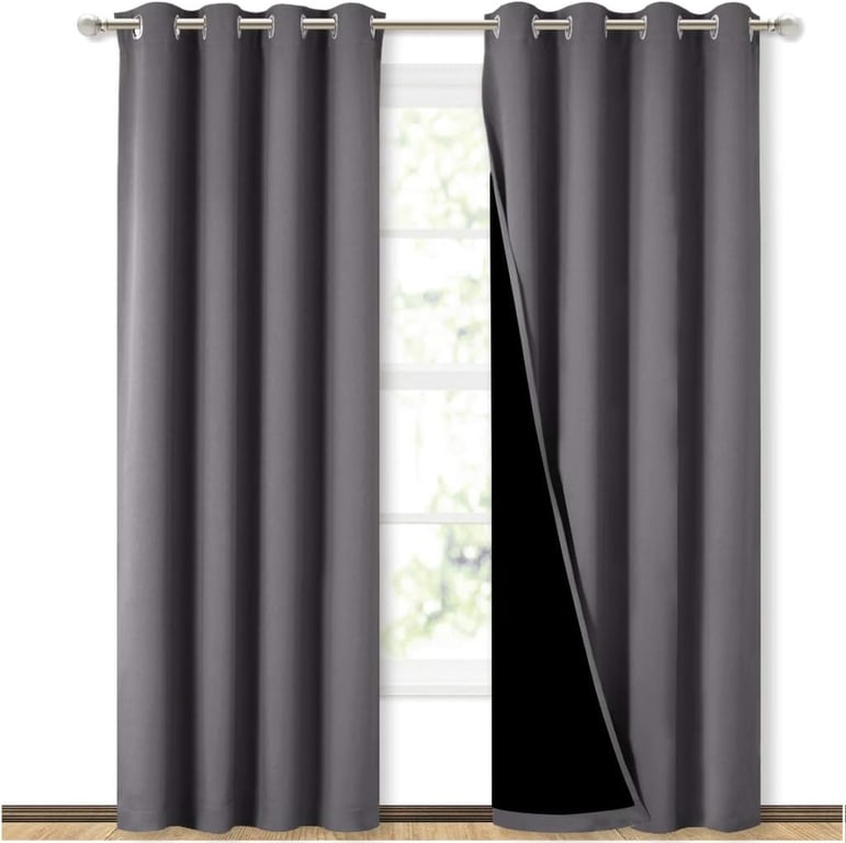 NICETOWN Grey Full Shade Curtain Panels for Dining Room 52x84 in 2 Panels